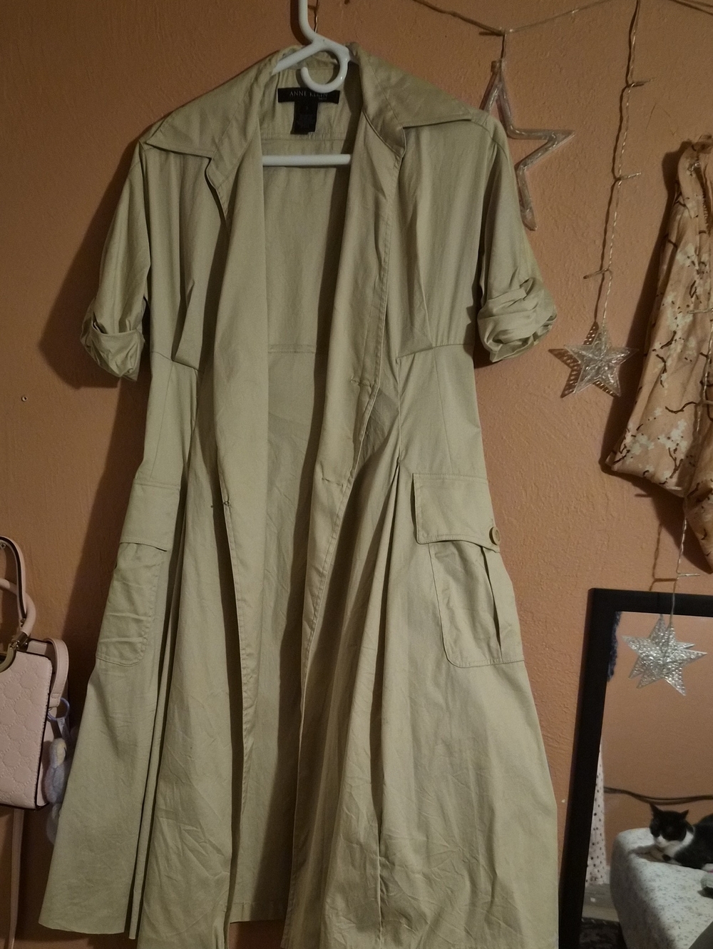 Anne Klein Light Tan Trench Coat Dress - Picture 1 of 3